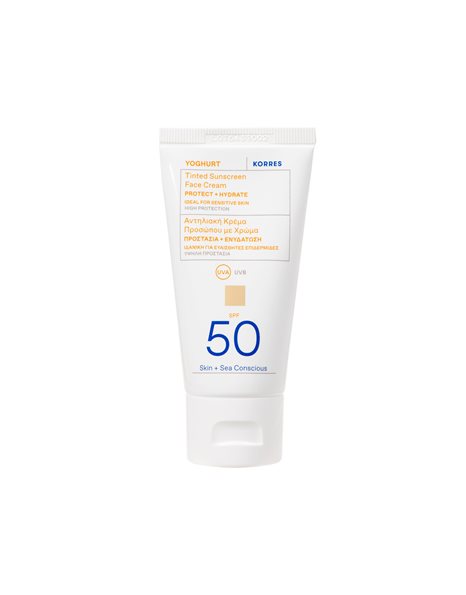 Korres Yoghurt Tinted Sunscreen Face Cream Αντηλιακή Κρέμα Προσώπου Με Χρώμα  Spf50, 50ml 1τμχ
