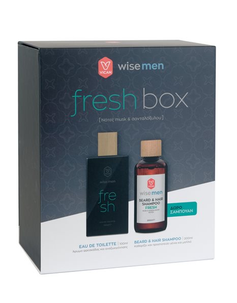 Vican Wise Men Fresh Box Ανδρικό Σετ με Eau de Toilette & Σαμπουάν για Μαλλιά και Γενειάδα, 2τμχ