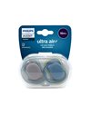 Philips Avent Ορθοδοντικές Πιπίλες Σιλικόνης Ultra Air για 18+ μηνών Γκρι-Γαλάζιο 2τμχ