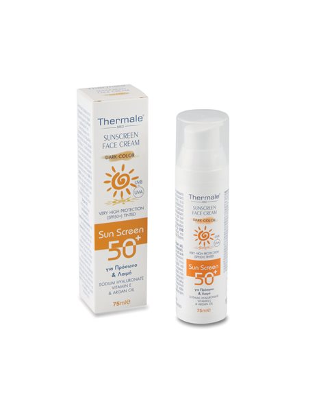 Thermale Med Sunscreen Face Cream SPF50 Dark Color 75ml & Face Cleansing Soap 250ml