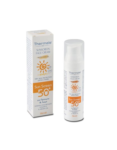Thermale Med Sunscreen Face Cream SPF50 Με Χρώμα 75ml & Face Cleansing Soap 250 ml