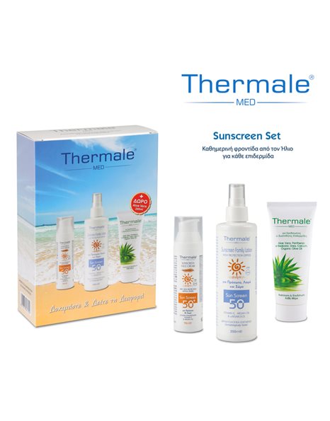 Thermale Set με Sunscreen Family Lotion SPF50 250ml, Sunscreen Face Cream SPF50 75ml & Aloe Vera 200