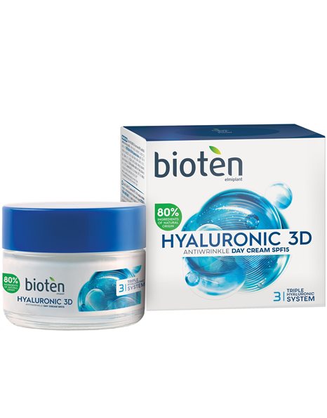 Bioten Hyaluronic 3D Antiwrinkle Day Cream Αντιρυτιδική Κρέμα Ημέρας με Υαλουρονικό Οξύ SPF15, 50ml