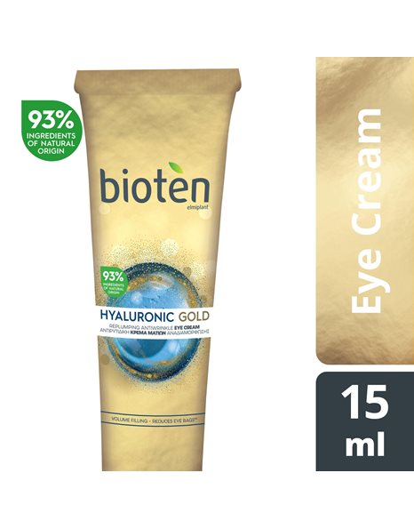 Bioten Hyaluronic Gold Ενυδατική & Αντιγηραντική Κρέμα Ματιών με Υαλουρονικό Οξύ 15ml