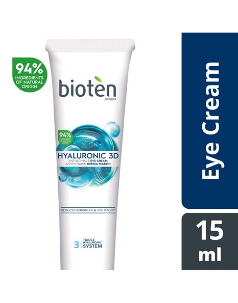 Bioten Hyaluronic 3D Ενυδατική & Αντιγηραντική Κρέμα Ματιών με Υαλουρονικό Οξύ 15ml