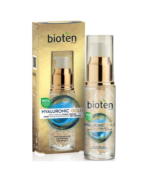 Bioten Hyaluronic Gold Pearl Serum Αντιρυτιδικός Ορός  για Αναδιαμόρφωση με Υαλουρονικό Οξύ,30 ml 