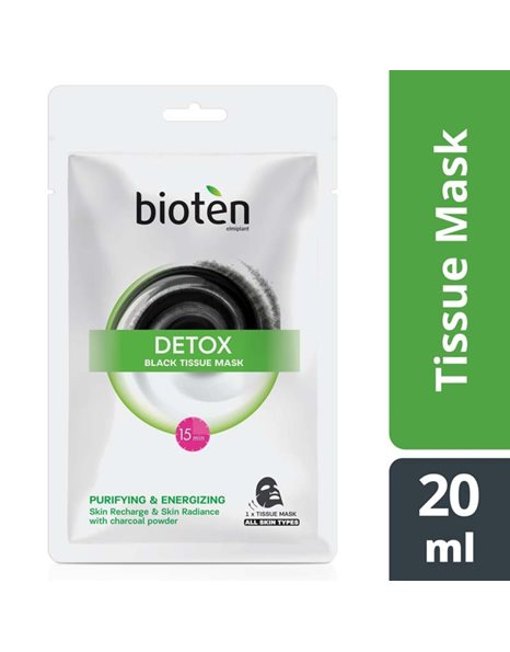 Bioten Detox Black Tissue Mask Υφασμάτινη Μάσκα Προσώπου με Πούδρα Άνθρακα - 20ml