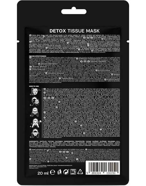 Bioten Detox Black Tissue Mask Υφασμάτινη Μάσκα Προσώπου με Πούδρα Άνθρακα - 20ml