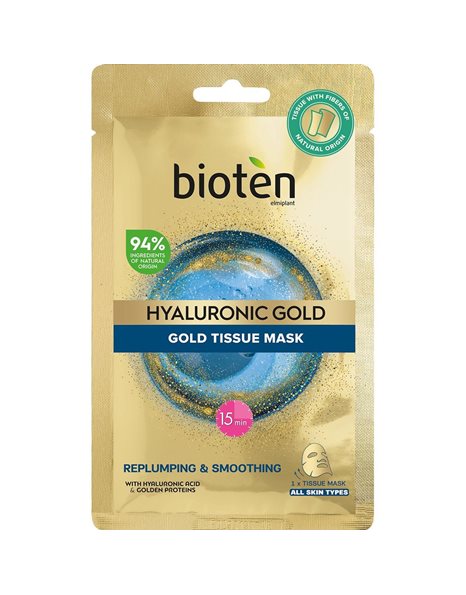 Bioten Hyaluronic Gold Υφασμάτινη Μάσκα Προσώπου για Ενυδάτωση με Υαλουρονικό Οξύ 25ml
