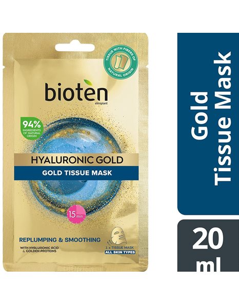 Bioten Hyaluronic Gold Υφασμάτινη Μάσκα Προσώπου για Ενυδάτωση με Υαλουρονικό Οξύ 25ml