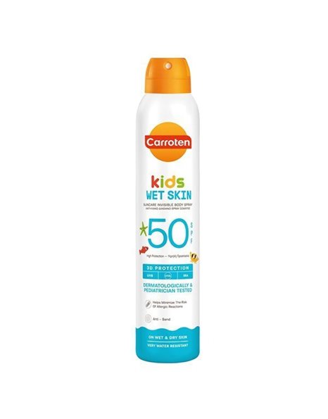 Carroten Αδιάβροχο Παιδικό Αντηλιακό Spray Wet Skin 3D Protection SPF50 200ml
