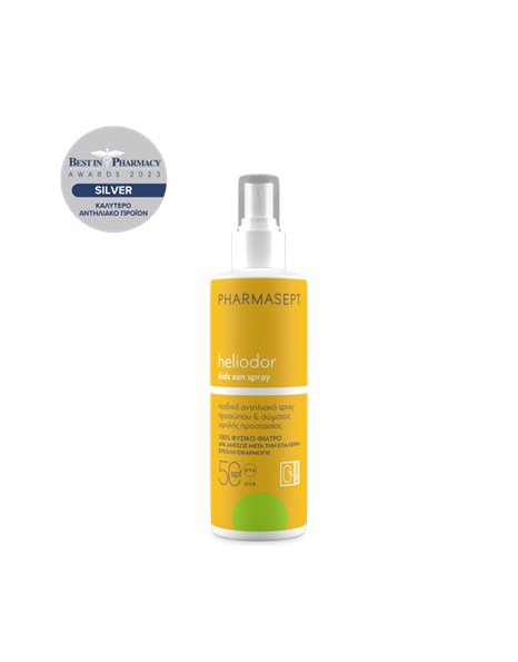 Pharmasept Heliodor Kids Sun Spray SPF50, Αδιάβροχο Παιδικό Αντηλιακό Για Πρόσωπο & Σώμα 165gr