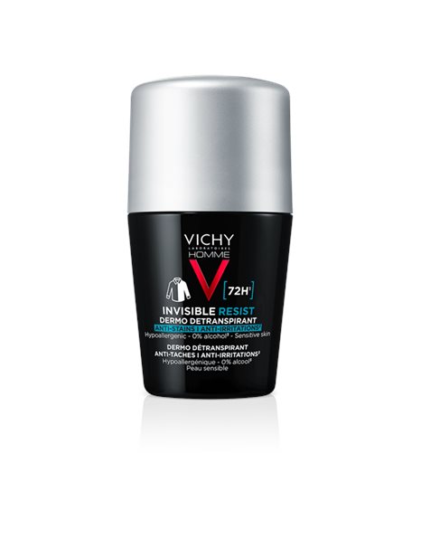 Vichy Invisible Resist Roll-On 72h Ανδρικό Αποσμητικό κατά των Σημαδιών & της Έντονης Εφίδρωσης,50ml
