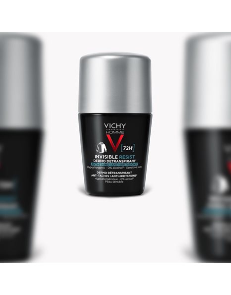 Vichy Invisible Resist Roll-On 72h Ανδρικό Αποσμητικό κατά των Σημαδιών & της Έντονης Εφίδρωσης,50ml