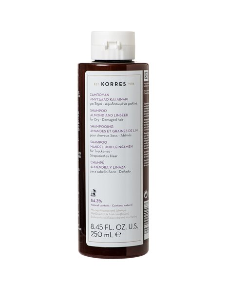 Korres Almond & Linseed Shampoo Σαμπουάν Με Αμύγδαλο & Λινάρι για Ξηρά Μαλλιά,2x250ml