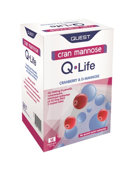 Quest Q-Life Cran Mannose - Φόρμουλα Ενίσχυσης του Ουροποιητικού Συστήματος ,15sachets