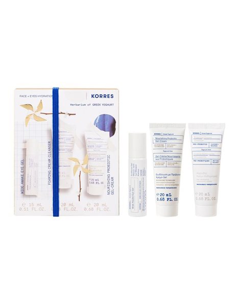 Korres Promo Wide Awake Γιαούρτι Gel Ματιών 15ml & Καθαριστικό Προσώπου 20ml &  Κρέμα Προσώπου 20ml
