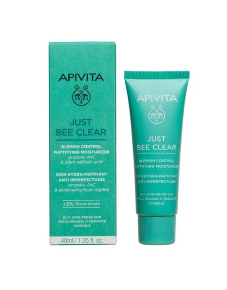 Apivita Just Bee Clear Κρέμα Κατά Των Ατελειών Με Πρόπολη AmC & Φυτικό Σαλικυλικό Οξύ 40ml.