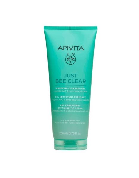 Apivita Just Bee Clear Gel Καθαρισμού Με Πρόπολη AmC & Φυτικό Σαλικυλικό Οξύ 200ml.