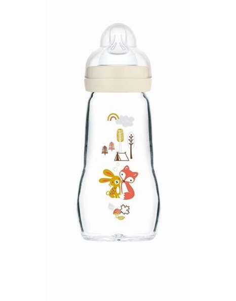 Mam Feel Good Γυάλινο Μπιμπερό Forest Unisex 260ml Μπεζ απο 2+μηνών (375SU) 1τμχ