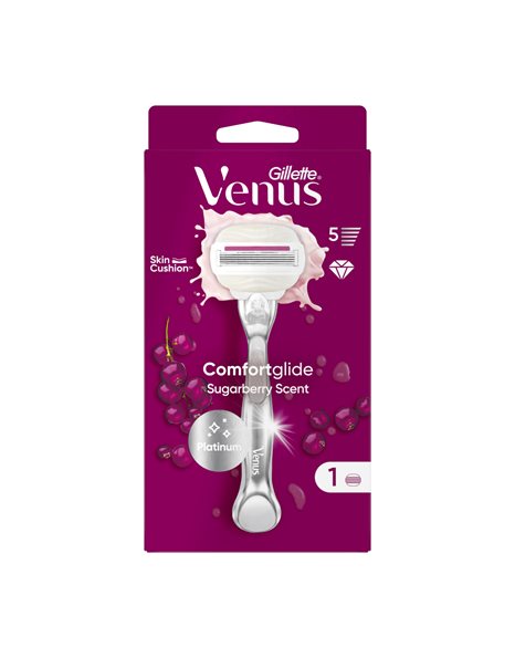 Gillette Venus Comfortglide Sugarberry Scent, Ξυραφάκι με Λιπαντική Μπάρα & 1 Ανταλλακτική Μπάρα