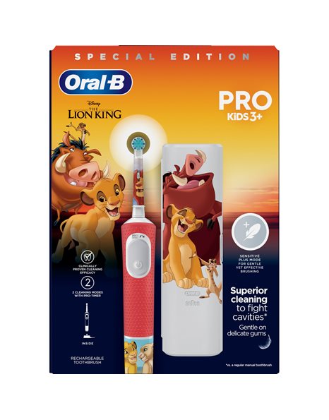Oral-B Vitality Pro Lion King Παιδική Ηλεκτρική Οδοντόβουρτσα 3 Ετών+ 1τμχ & Θήκη 1τμχ