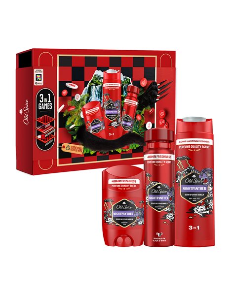 Old Spice Gamebox Σετ Δώρου Για Άνδρες με Night Panther Αποσμητικά Σπρέι & Στικ, Αφρόλουτρο 400ml 