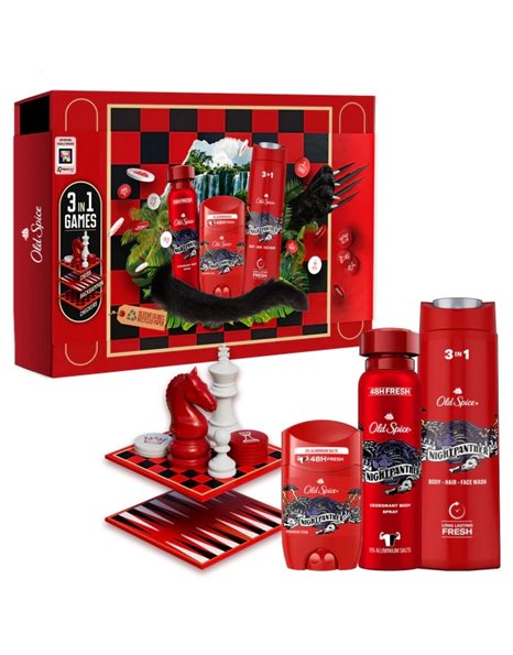 Old Spice Gamebox Σετ Δώρου Για Άνδρες με Night Panther Αποσμητικά Σπρέι & Στικ, Αφρόλουτρο 400ml 