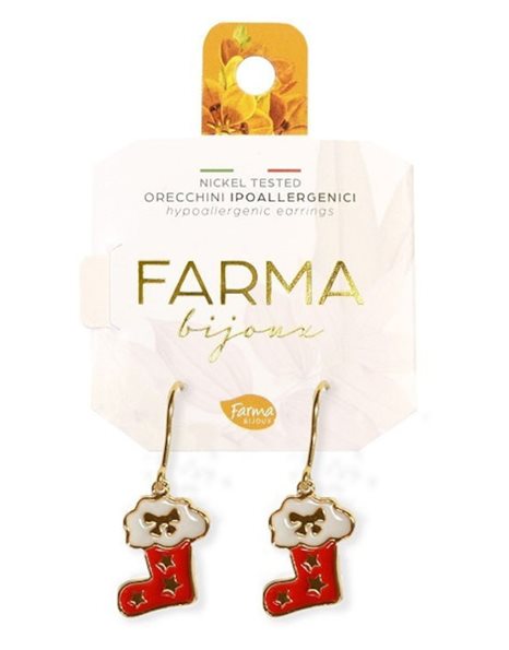 Farma Bijoux Υποαλλεργικά Σκουλαρίκια Κρεμαστές Χριστουγεννιάτικες Κάλτσες 25mm (BEXM-09) 