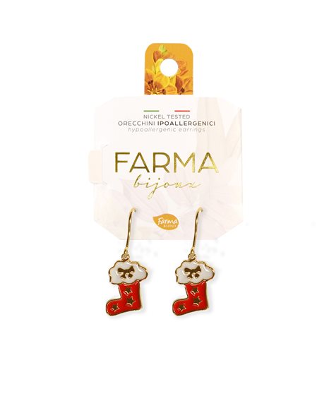 Farma Bijoux Υποαλλεργικά Σκουλαρίκια Κρεμαστές Χριστουγεννιάτικες Κάλτσες 25mm (BEXM-09) 