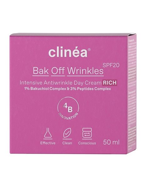 Clinea Bak Off Wrinkles Rich SPF20 Αντιγηραντική Κρέμα Ημέρας Βελούδινης Υφής 50ml.