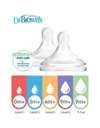 Dr. Brown's Natural Flow Options+ Θηλή Από Διάφανη Σιλικόνη Με Φαρδύ Λαιμό Y-Cut 9m+ 2Τμχ 