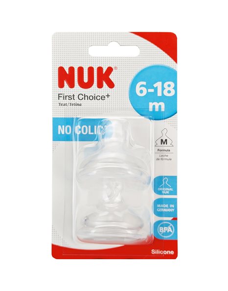 Nuk First Choice No Colic For Formula 6-18m  Θηλές από Σιλικόνη με Μεσαία Οπή 2τμχ