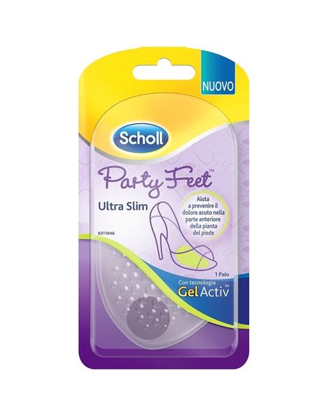 Scholl Gel Activ Party Feet Ultra Slim Πολύ Λεπτοί Διάφανοι Μισοί Πάτοι Τζελ 2 Τεμάχια