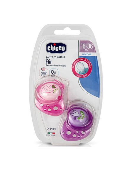 Chicco Ορθοδοντικές Πιπίλες Σιλικόνης για 16-36 μηνών 75034-11 με Θήκη Ροζ 2τμχ