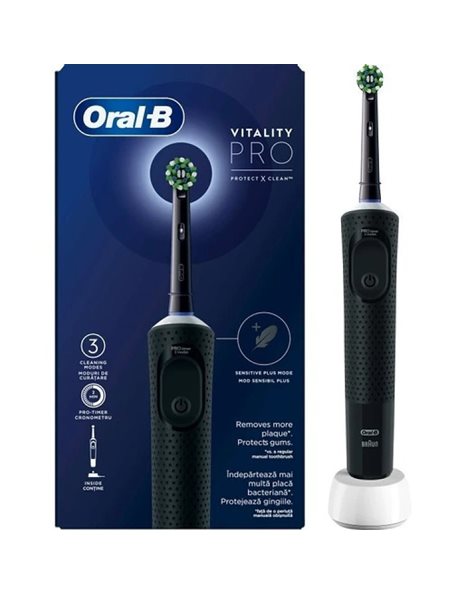 Oral-B Pro Vitality Black Ηλεκτρική Οδοντόβουρτσα με Χρονομετρητή Μαύρο 1τεμ