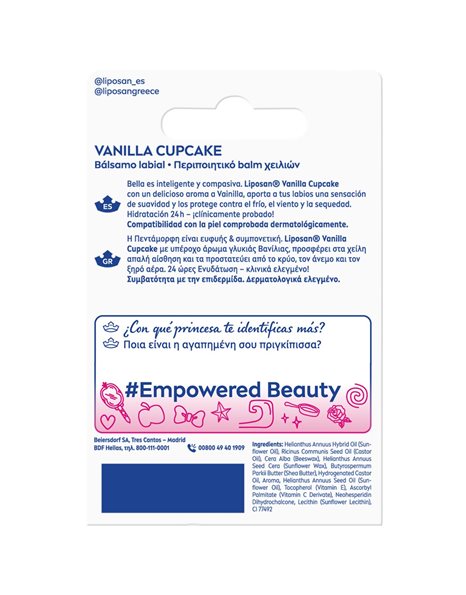 Liposan Disney Princess Vanilla Cupcake Lip Balm Ενυδατικό Βάλσαμο Χειλιών 4.8gr
