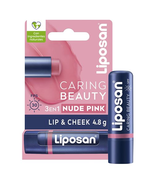 Liposan Caring Beauty Lip & Cheek Spf30, Ενυδατικό Βάλσαμο Χειλιών 4.8g - Nude Pink