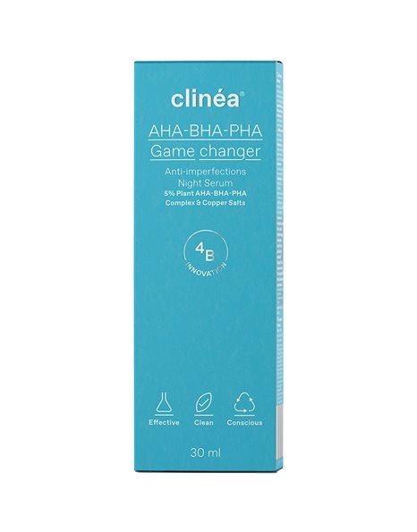 Clinea AHA-BHA-PHA Game Changer Night Serum - Ορός Νυκτός για την Καταπολέμηση των Ατελειών  30ml
