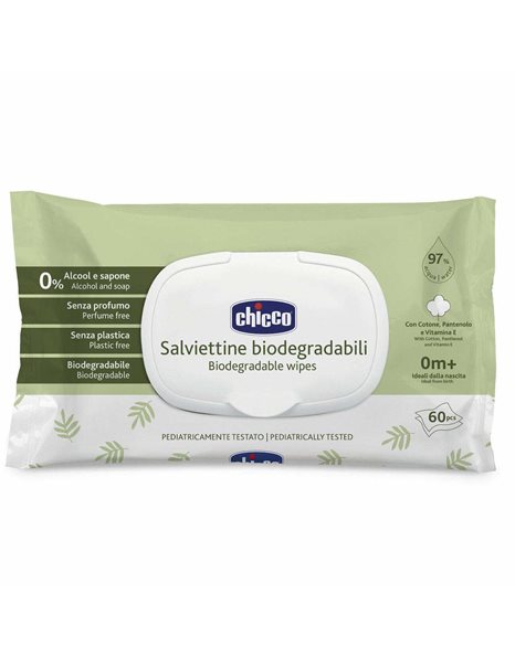 Chicco Μωρομάντηλα Με 97% Νερό Και Καπάκι Βιοδιασπώμενα 60τμχ