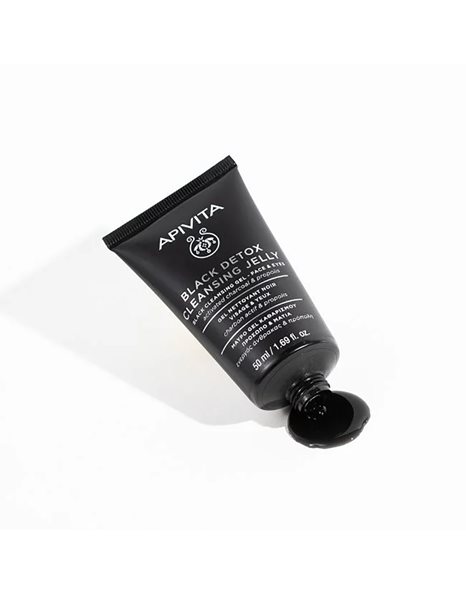 Apivita Black Detox Cleansing Gel - Μαύρο Τζελ Καθαρισμού για Πρόσωπο και Μάτια  50ml