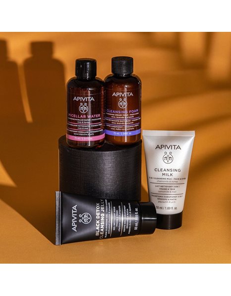 Apivita Black Detox Cleansing Gel - Μαύρο Τζελ Καθαρισμού για Πρόσωπο και Μάτια  50ml