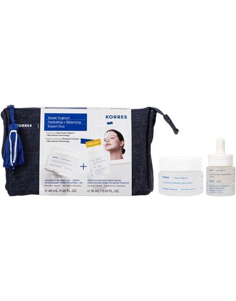 Korres PromoGreek Yoghurt Nourishing Probiotic Gel Cream,40ml & Probiotic Skin-Supplement Serum,15ml