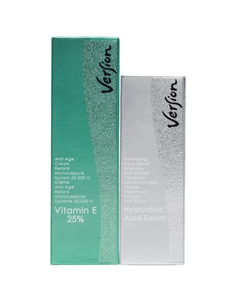 Version Premium Σετ με Hyaluronic Acid Serum, 30ml & Vitamin E25% Cream, 50ml & Δαντελένιο Παρεό