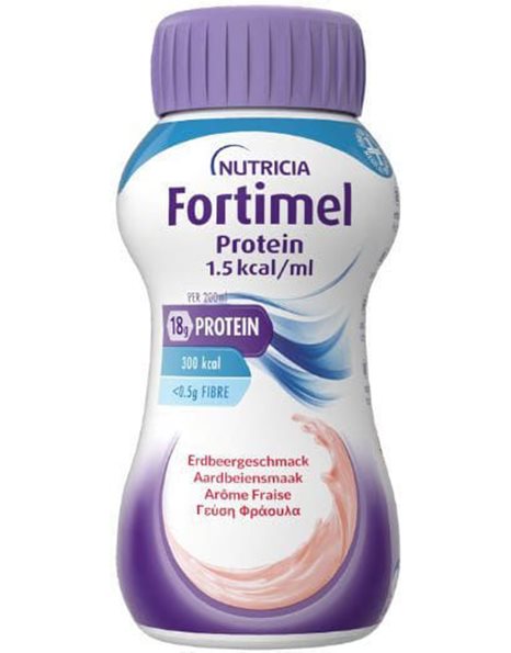 Nutricia Fortimel Protein 1.5kcal Ειδικό Συμπλήρωμα Διατροφής 4 x 200ml Φράουλα