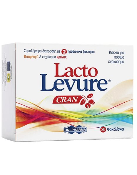 Uni-Pharma Lacto Levure Cran - Προβιοτικά με Βιταμίνη C & Εκχύλισμα  Κράνμπερι ,20sticks