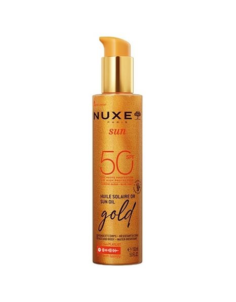 Nuxe Sun Huile Solaire Or Sun Oil Gold Face & Body Ιριδίζον Αντηλιακό Λάδι SPF50 150 ml