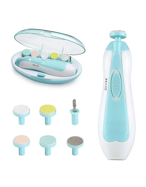  Baby Nail Trimmer Βρεφική Ηλεκτρική Λίμα Νυχιών & 6 Ανταλλακτικές Κεφαλές σε Χρώμα Γαλάζιο 1 τμχ