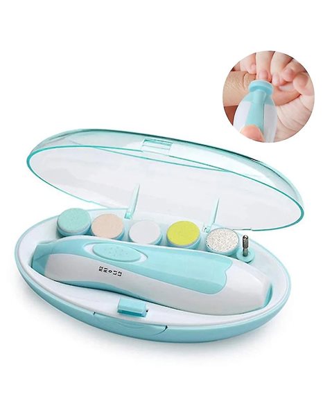  Baby Nail Trimmer Βρεφική Ηλεκτρική Λίμα Νυχιών & 6 Ανταλλακτικές Κεφαλές σε Χρώμα Γαλάζιο 1 τμχ