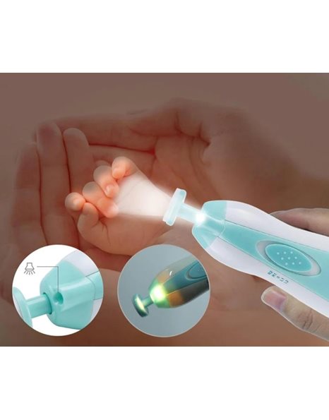  Baby Nail Trimmer Βρεφική Ηλεκτρική Λίμα Νυχιών & 6 Ανταλλακτικές Κεφαλές σε Χρώμα Γαλάζιο 1 τμχ